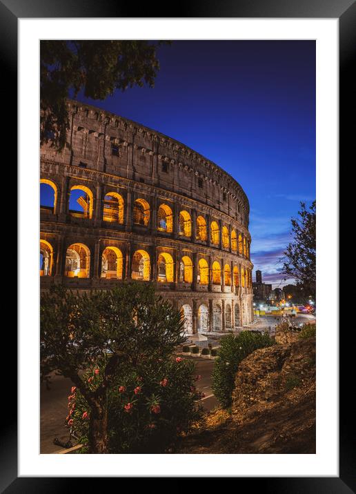 Nightfall At The Colosseum In Rome Framed Mounted Print by Artur Bogacki