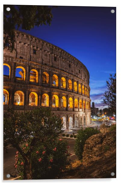 Nightfall At The Colosseum In Rome Acrylic by Artur Bogacki