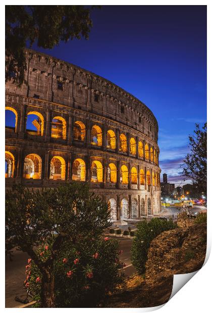 Nightfall At The Colosseum In Rome Print by Artur Bogacki