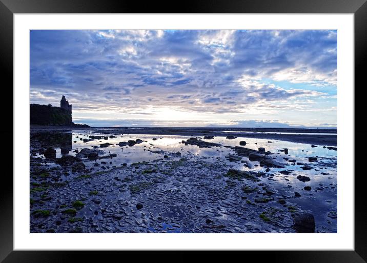 Greenan castle and Isle of Arran at sunset Framed Mounted Print by Allan Durward Photography