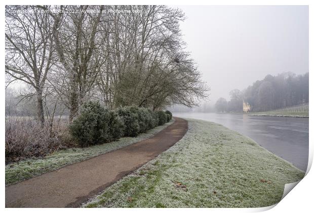 Ice cold morning at Painshill gardens  Print by Kevin White