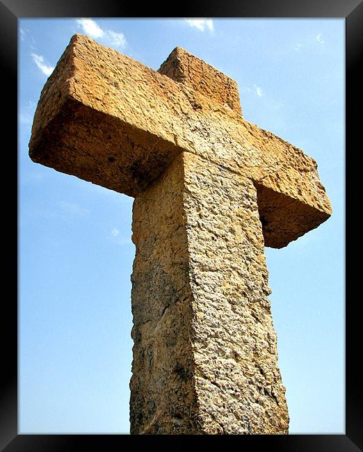 Cross on Mountain Top Framed Print by Lauren Elstein