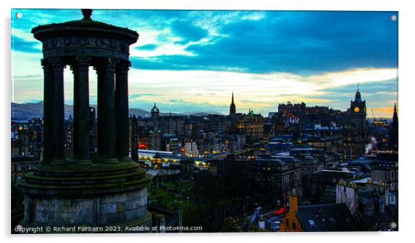 Edinburgh Skyline Acrylic by Richard Fairbairn