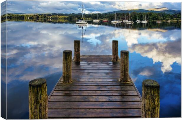 Lake District Reflections, Ambleside Boat Jetty Canvas Print by Tim Hill