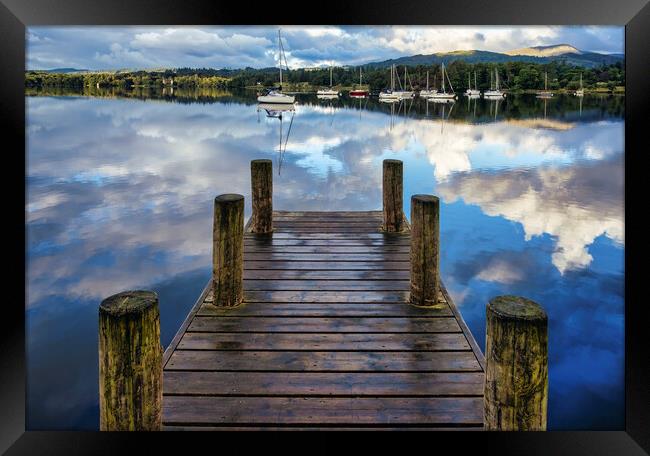 Lake District Reflections, Ambleside Boat Jetty Framed Print by Tim Hill