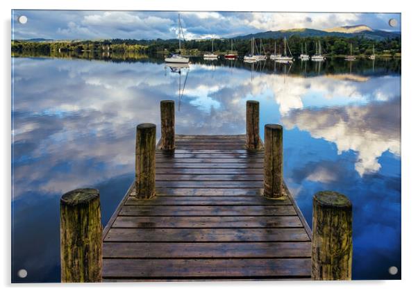 Lake District Reflections, Ambleside Boat Jetty Acrylic by Tim Hill