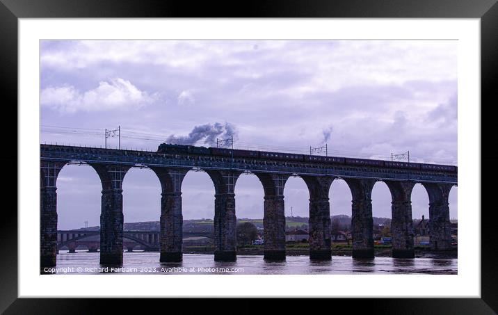 Viaduct With The Flying Scotsman Framed Mounted Print by Richard Fairbairn