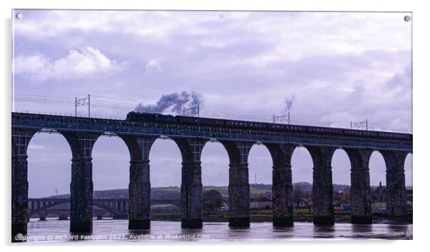 Viaduct With The Flying Scotsman Acrylic by Richard Fairbairn