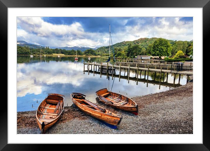 Ambleside Rowing Boats, Lake Windermere, The Lakes Framed Mounted Print by Tim Hill