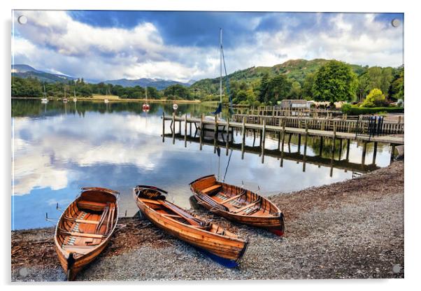 Ambleside Rowing Boats, Lake Windermere, The Lakes Acrylic by Tim Hill