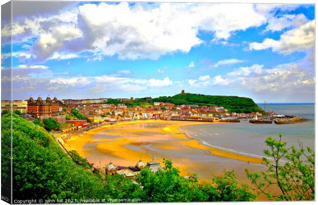 Scarborough's Serenity: Low Tide Revealed Canvas Print by john hill