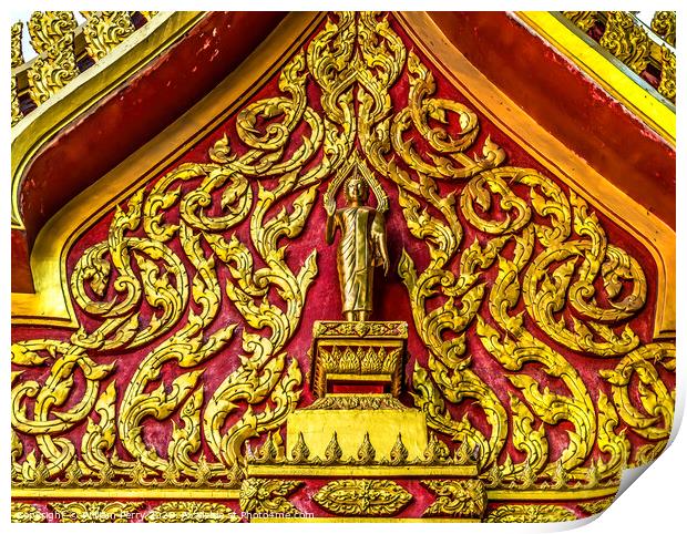 Buddha Decoration Temple Wat That Sanarun Bangkok Thailand Print by William Perry