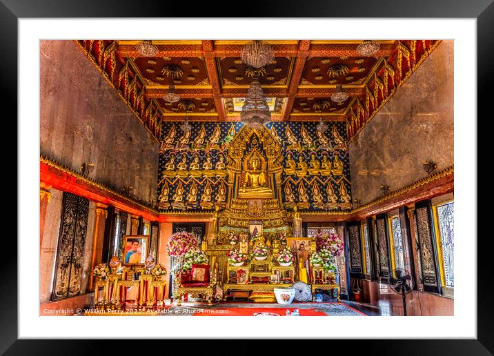 Buddha Main Hall Wat That Temple Sanarun Bangkok Thailand Framed Mounted Print by William Perry