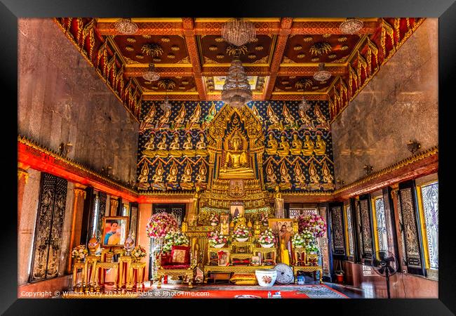 Buddha Main Hall Wat That Temple Sanarun Bangkok Thailand Framed Print by William Perry