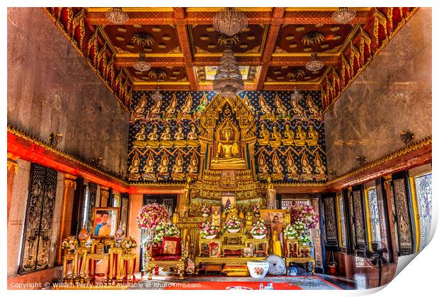 Buddha Main Hall Wat That Temple Sanarun Bangkok Thailand Print by William Perry