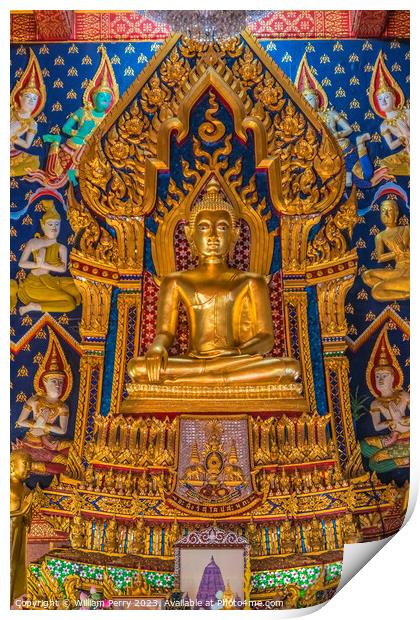 Colorful Buddha Main Hall Wat That Temple Sanarun Bangkok Thaila Print by William Perry