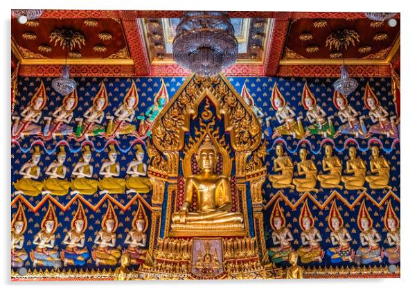 Colorful Buddha Main Hall Wat That Temple Sanarun Bangkok Thaila Acrylic by William Perry