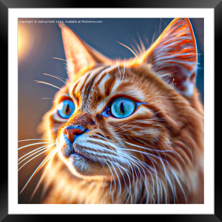An Abstract AI Cat Close Up Framed Mounted Print by Joshua Hark