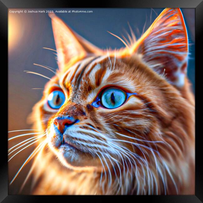 An Abstract AI Cat Close Up Framed Print by Joshua Hark