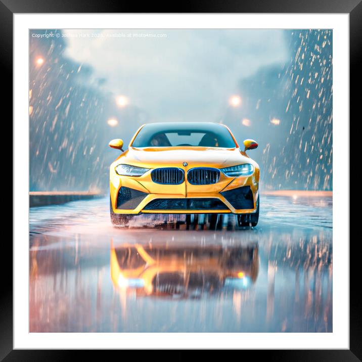 A Detailed Close Up Of An AI Car In The Rain Framed Mounted Print by Joshua Hark