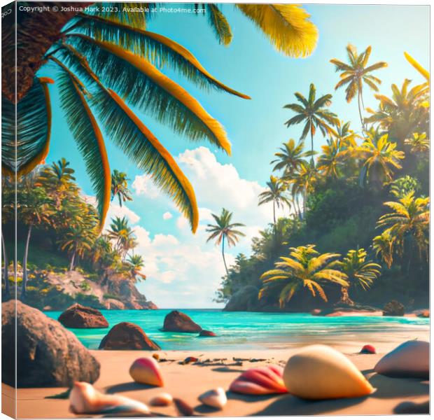 Abstract AI Image Of A Tropical Beach  Canvas Print by Joshua Hark
