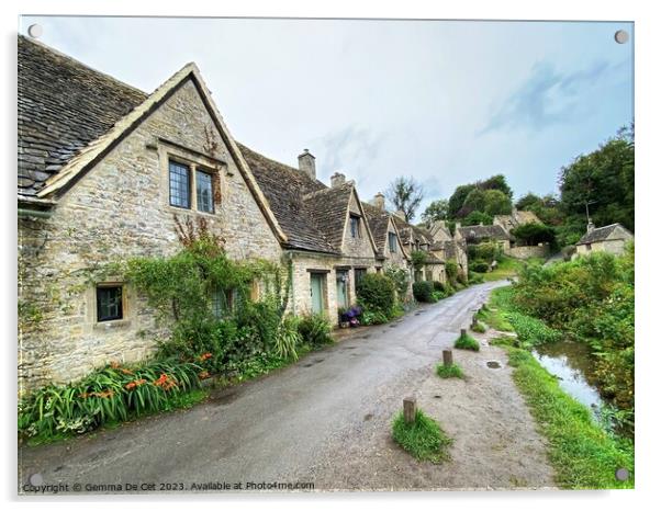 Arlington Row Cottages, Bibury Acrylic by Gemma De Cet