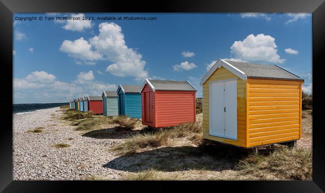 Colourful Serenity: Findhorn's Beach Huts Framed Print by Tom McPherson