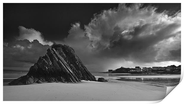 Goscar Rock Tenby Print by Creative Photography Wales