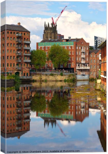 Leeds Calls Landing Reflection Canvas Print by Alison Chambers