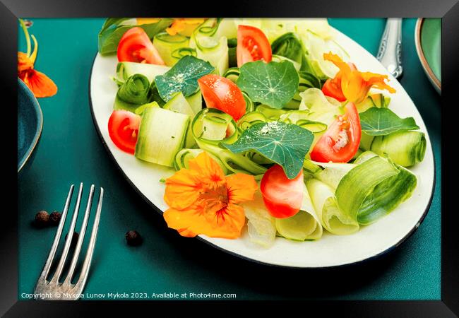Vegetable salad with nasturtium flowers. Framed Print by Mykola Lunov Mykola