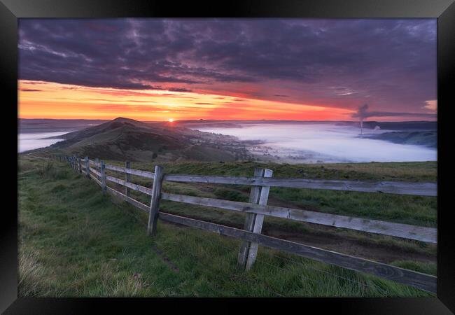 Great Ridge sunrise. Peak District Framed Print by John Finney