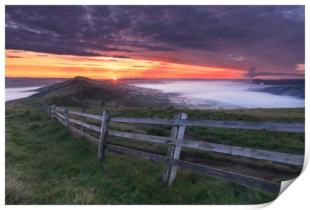 Great Ridge sunrise. Peak District Print by John Finney