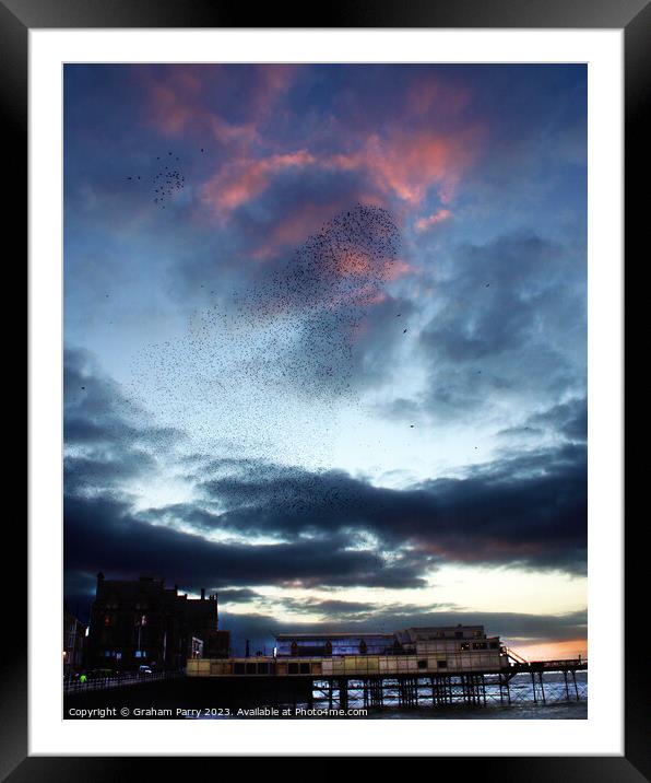 Starling Spectacle Over Aberystwyth Pier Framed Mounted Print by Graham Parry