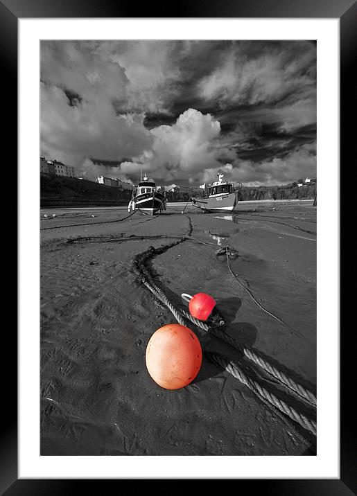 Moored, Tenby Harbour Framed Mounted Print by Creative Photography Wales