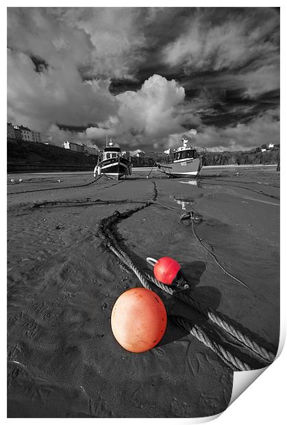 Moored, Tenby Harbour Print by Creative Photography Wales
