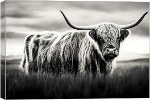 A cow standing in a field Canvas Print by Guido Parmiggiani