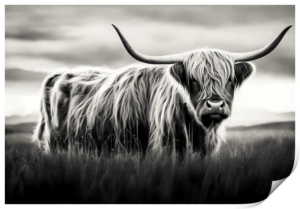 A cow standing in a field Print by Guido Parmiggiani
