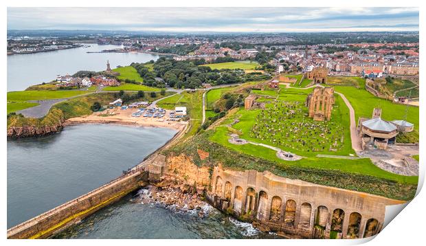 Tynemouth Priory to the River Tyne Print by Tim Hill