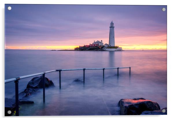 St Mary's Lighthouse Whitley Bay Acrylic by Tim Hill
