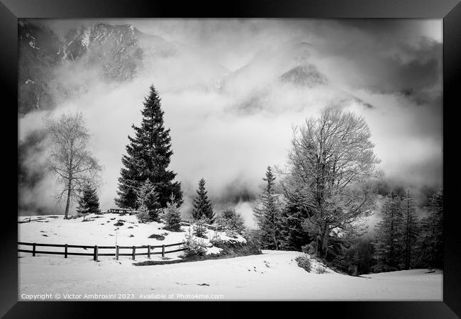 Austrian alps in black and white Framed Print by Ambrosini V