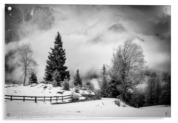 Austrian alps in black and white Acrylic by Ambrosini V