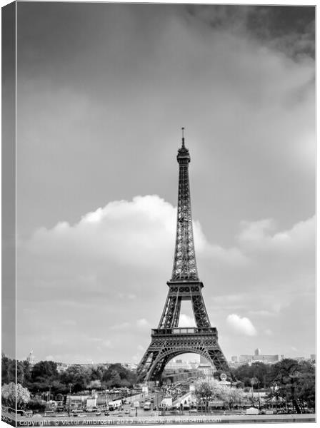 Paris skyline, the Eiffel Tower in black and white Canvas Print by Ambrosini V
