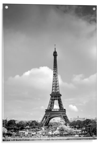 Paris skyline, the Eiffel Tower in black and white Acrylic by Ambrosini V