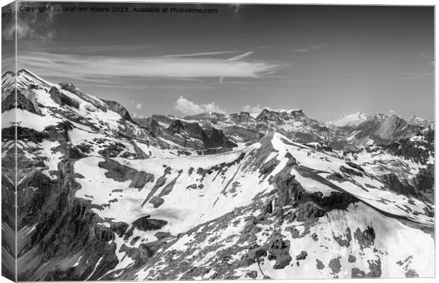 Mont Blanc from the Schilthorn monochrome Canvas Print by Graham Moore