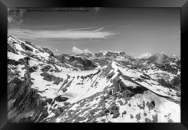 Mont Blanc from the Schilthorn monochrome Framed Print by Graham Moore