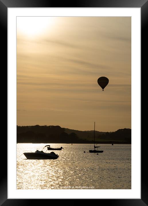 A hot air balloon flying over the River Exe as see Framed Mounted Print by Ambrosini V