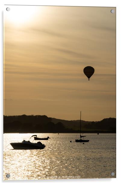 A hot air balloon flying over the River Exe as see Acrylic by Ambrosini V