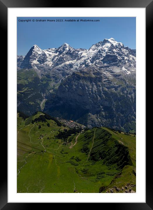 Eiger Monch Jungfrau and Murren from Birg Framed Mounted Print by Graham Moore