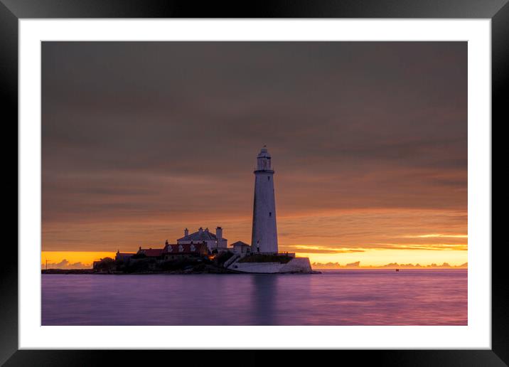 St Marys Lighthouse Sunrise Framed Mounted Print by Steve Smith
