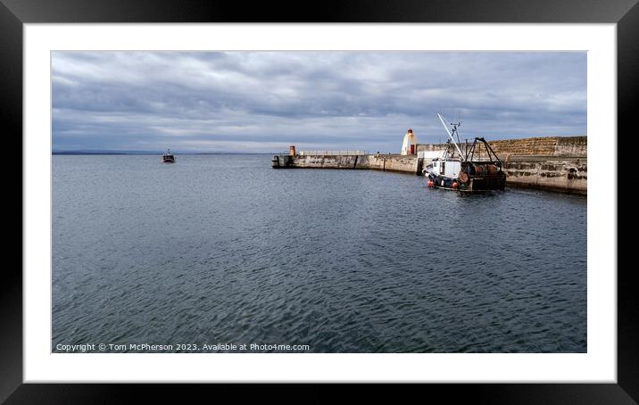 Departure from Bustling Burghead Harbour Framed Mounted Print by Tom McPherson